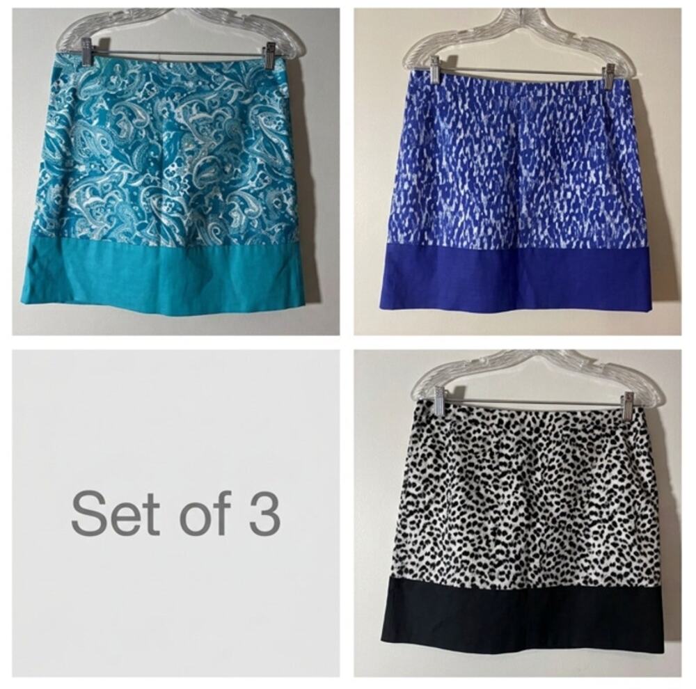 Michael Kors Size 8 Set of 3 Contrast Hem Printed Color Block Zip-Up Mini Skirts